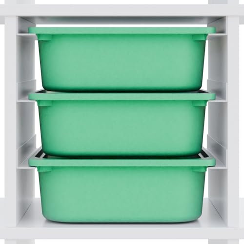 Kallax Halterung für Trofast Boxen, Schienensystem für Spielzeug-Kiste, auch passend für Expedit Würfelregal (Mit 3x Box (grün))