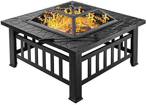 Samnuerly Feuerstellen mit Grill BBQ 80 cm großer Holzbrenner aus oxidiertem Gusseisen Feuerstellen und Feuerschalen für den Außenbereich, dreibeinige Feuerschale mit Schutzdeckel