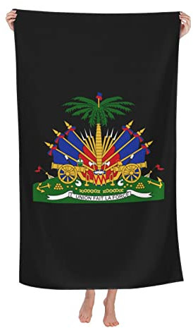 Beach Towel Coat Of Arms Of Haiti Logo Microfiber Bath Sheets Anti Frizz Absorbent Wash Cloths For Spa Gym Hair,80X130Cm