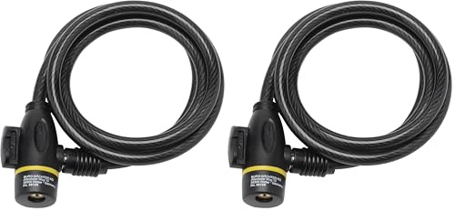 Burg Wachter 0812K 8 mm x 1.2 m Locking Cable, Black (Pack of 2)