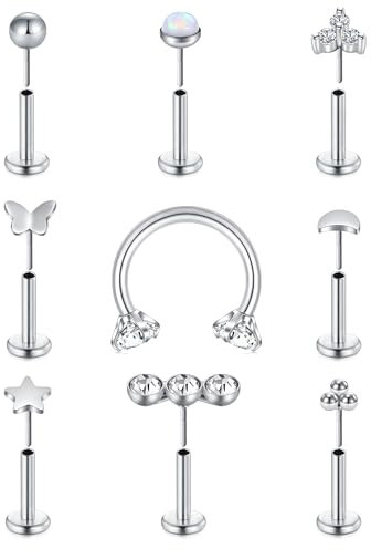 MODRSA 16G Silber Labret Piercing - Tragus, Helix, Conch & Ohrstecker