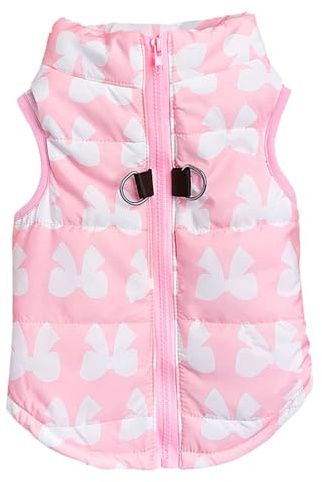 Voarge Manteau d'hiver pour chiens de petite taille, rose, L, chaud et imperméable, fermeture éclair de sécurité