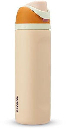 Owala FreeSip Insulated Stainless Steel Water Bottle with Straw for Sports and Travel, BPA-Free, 24-oz, Orange/Tan (Water in The Desert)