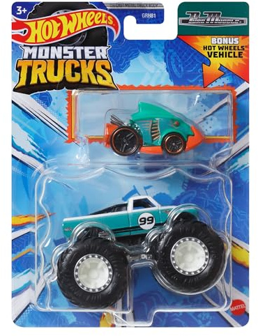 Hot Wheels Monster Trucks Spielzeugfahrzeug Invader + Dragon Blaster für Kinder ab 3 Jahren