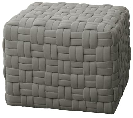SVITA Poppy Hocker Sitzpouf geflochten Sitzhocker Pouf Fußhocker für Sessel Polsterhocker Bodenkissen Sitzkissen gewebt quadratischer Sitzpouf Fußstütze Grau