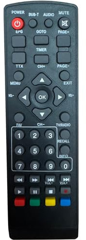 7in1 Fernbedienung Kompatibel für DVB-T TNT Receiver Strong, Echosat, Tempo, Engel, Metronic, Strom, LiveTNT, Xoro, Thomson, Edision