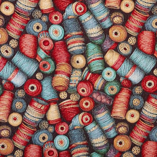 Kt KILOtela - Polsterstoff, Jacquard Gobelin, Polstern von Stühlen, Kissen, Kopfteil, Sofa, Taschen, abriebfest, Näharbeiten, 100 cm Länge x 280 cm Breite, Fäden, Näharbeiten, mehrfarbig - 1 Meter