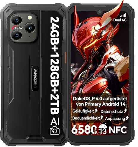 Blackview BV5300Plus (24GB+128GB) Outdoor Handy Ohne Vertrag mit 6580mAh Akku, 6.1 HD+ Buastellenhandy Android 13, Outdoor Smartphone 4G Dual SIM, 13MP+5MP, NFC/GPS/OTG/Ip69K/2 Jahre Garantie
