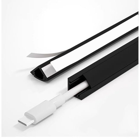 cable trunking 2Pack Self Adhesive Corner Duct Cable Raceway, 3.3ft Large Paintable Corner Cord Cover for Wall Corner/Ceiling, PVC Cable Organizer Channel/ Cable Trunking(Black,Holds 8-14 wires)