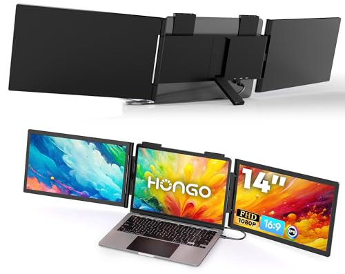 HONGO Laptop Screen Extender -Portable Monitor with Dual Screen 14 -Laptop Monitor Extender Compatible with Windows Mac for Travel Work Fits 14-16.5 Laptops