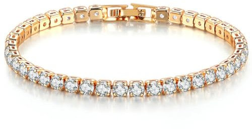 BDEPSTR Tennis Armband Damen Silber Gold, Diamant Armband Damen, Armband Zirkonia, Glitzer Armband Damen, Armband Damen Strass für Frauen Mädchen Ehefrau Mutter Schmuck Geschenk