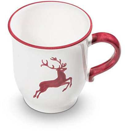 GMUNDNER KERAMIK Schokotasse, Volumen: 300 ml, Bordeauxroter Hirsch, handgemachte Keramik aus Österreich