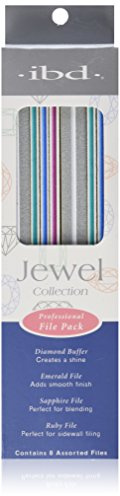 IBD Gel Nail Set Jewel Collection, Pack of 8 Professional Files for soak-Off Gel