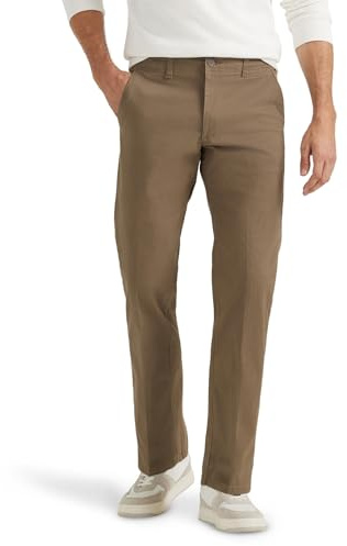 Lee Men's Extreme Motion Flat Front Regular Straight Pant Original Khaki 40W x 29L