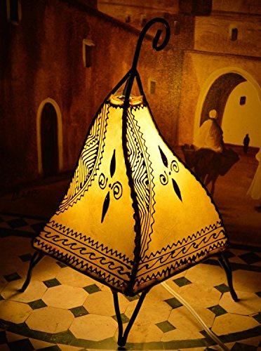 Henna Lamps & Sconces Lampada marocchina fatta a mano in pelle giallo africano