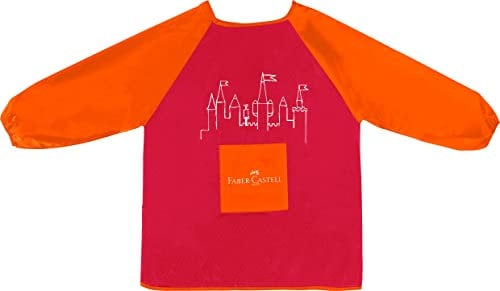 Faber-Castell 201204 - Malschürze Kinder, Größe 110 cm, rot/orange, Malkittel zum Schutz der Kleidung