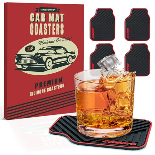 Triple Gifffted Silikon Untersetzer Geschenkset, Besonderes Lustige Geschenk Ideen Für Männer Auto, Kleine Nützliche Coole Gadgets Geschenke zu Ostern Valentinsgeschenke Weinachts, Zimmer Deko Männer