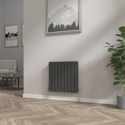 NRG 600x612 mm Black Column Designer Radiator Horizontal Double Flat Panel