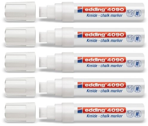 5er Sparpack Fenster/Kreidemarker edding 4090 diverse Faben zur Auswahl 5er Set in weiß