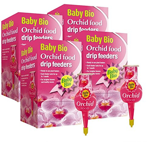 Baby Bio 4 x Drip Orchid Feeders 4 x 40ml Liquid Plant Food Packs - Easy Feeding for Plants - 1 drip feeder lasts up to 1 month (4 Boxes = 8 Individual Drip Feeders)