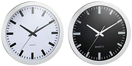 Cepewa 1 x wunderschöne Wanduhr Bahnhof, Bahnhofsuhr, Durchmesser ca. 40 cm in schwarz/Silber oder Silber/weiß erhältlich