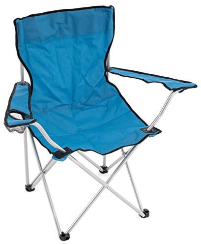 Nexos Trading Angelstuhl Angelhocker Faltstuhl Campingstuhl Klappstuhl mit Armlehne Getränkehalter 86x42x42 cm bis 100 kg belastbar mit Transporttasche (blau)