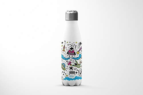 I-Drink RI01 Bouteille isotherme en acier à double paroi, anti-fuite, sans BPA, 500 ml, 6 Ufo Bianca