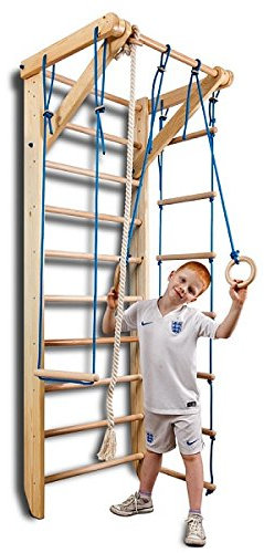 Gimnasio Infantil de Pared Sport-2-240 Parque de Escalada con Barras de Madera para Niños y Adultos