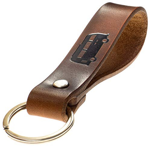 ELBERCRAFT® Schlüsselanhänger Leder WOHNMOBIL der Schlüssel Organizer für deine Schlüsseltasche keychain made in Germany braun Gravur schwarz