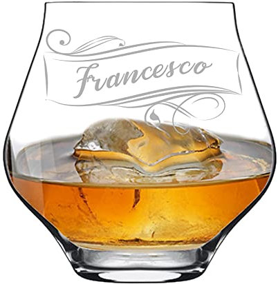 Colorfamily Bicchiere da Whisky o da pinot con incisione PERSONALIZZABILE CON NOME - Regalo Compleanno