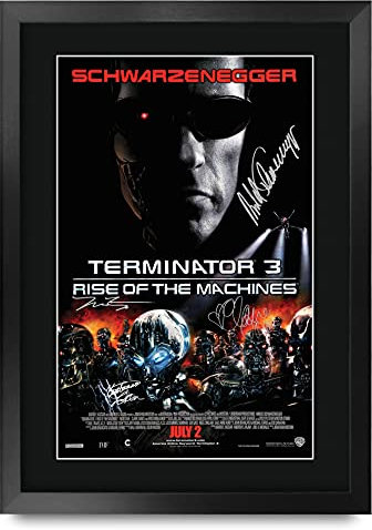 HWC Trading FR A3 Terminator 3 Rise of the Machines Schwarzenegger Gifts gedrucktes Poster, signiertes Autogrammbild für Film-Erinnerungsstücke, A3, gerahmt