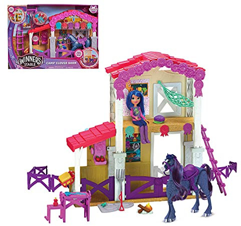 WINNER'S STABLE Winners Stabil, Ecurie, 33-teilig, enthält Ecurie, Gelenkpferd, Puppe und Zubehör, Spielzeug für Kinder ab 3 Jahren, Wn04