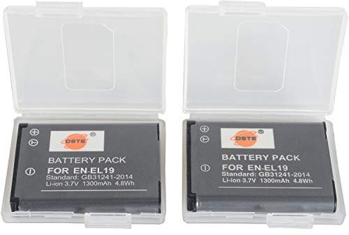 DSTE 2-Pack EN-EL19 ENEL19 Ersatz Batterie Akku Kompatibel mit Nikon Coolpix S2500,S2600,S2700,S2750,S3100,S3400,S3500,S6500,S6600