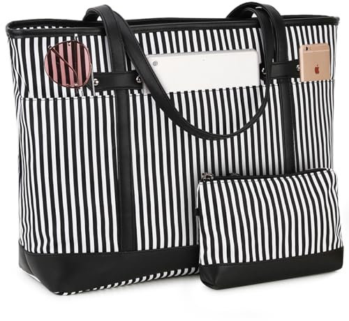 RAVUO Laptoptasche Damen, Wasserdichte Arbeitstasche Elegant Lehrertasche Groß Aktentasche 15.6 zoll Laptop Bag Women 2PCS Set für Business Schule Reisen Schwarz