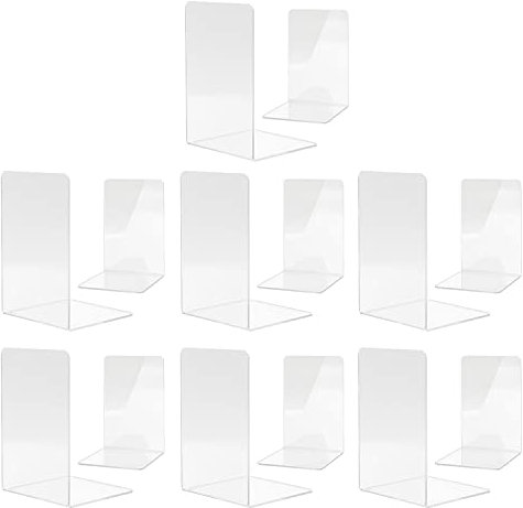 Buchstützen-Set, Buchstütze aus 14 Transparenten Acrylbuchstützen. Geeignet für Schule, Zuhause, Büro, Bibliothek, Schlafzimmer und Schreibtischorganisation, Transparente Dekoration
