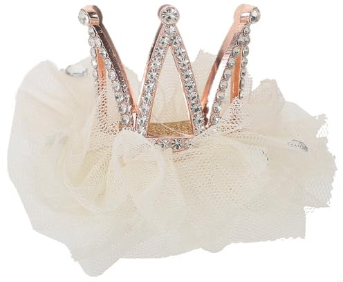Uonlytech Strass Krone Haar Clip für Mädchen - Prinzessin Kristall Tiara Bobby Pins Spange für Kinder Beige
