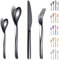 Berglander Black Silverware Set 24 Pezzi, Robusto Acciaio Inossidabile Con Placcatura In Titanio Nero Set Posate Antiruggine, Forchette E Cucchiai Lavabili In Lavastoviglie