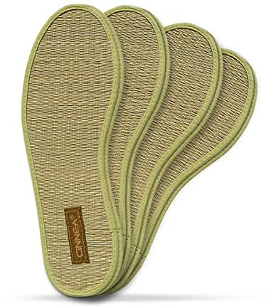 Cinnea® BINSEN 4er-Pack Wellness Binsen Zimtsohlen Einlegesohlen gegen Fußgeruch, Hornhaut (Gr. 48/49)
