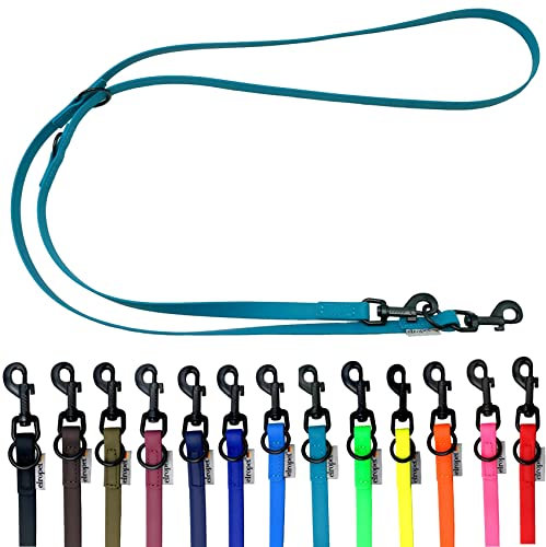 Biothane Hundeleine kleine Hunde/große Hunde verstellbar 2m / 2,40m / 2,80m / 3,50m / 5m schwarzer Haken (2m X 9mm, Petrol)