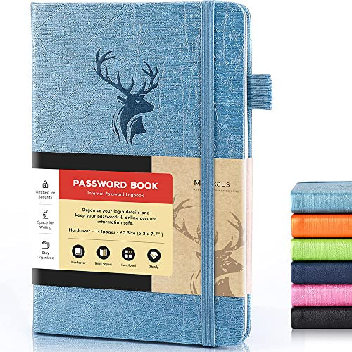 molekaus Passwortbuch mit Registerkarten Passwortaufbewahrung mit zusätzlichem Passwortplatz zum Ändern des Passworts Mittelgroßes Passwort-Notizbuch für Zuhause oder Büro für Internetanmeldung, 13,5