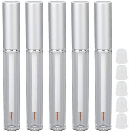 Pongnas Empty Mascara Tubes, 5Pcs 3ml Refillable Eyelash Cream Container Bottle with Rubber Stopper Transparent Portable Mascara Bottle for DIY Cosmetics