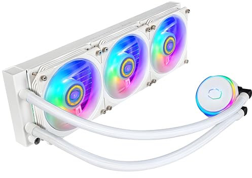 Cooler Master MasterLiquid PL360 Flux CPU-Kühler - AIO Wasserkühlung mit 3 x 120mm Lüfter, 360mm Kühler inkl. ARGB-Controller (2te Generation) - AMD- und Intel-kompatibel, weiß
