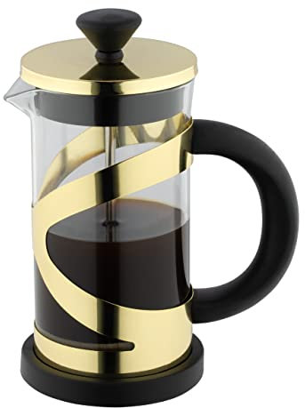 Café Olé Classico Cafetiere, Gold Finish, 600ml, 5 Cup, French Press Coffee Maker, Heat Resistant Handle, Stainless Steel, CM-06G