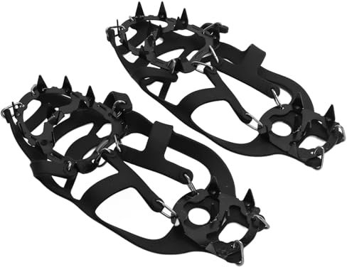 Zapato Tacos de Hielo, 18 Clavos Crampones Caminar Tracción Hielo Nieve Agarre Tacos Botas de Goma Zapato de Nieve Clavos para Senderismo Caminar Escalada