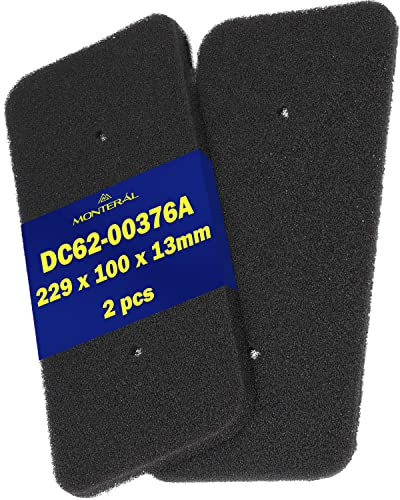 2 Piezas Filtro Esponja Secadora para Samsung DC62-00376A Tiene el Tamaño 229 x 100 x 13 mm Filtros para Secadora de Ropa con Garantía de 10 Años - Monteral