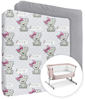 Spannbettlaken für Kinderzimmer, 100 % Baumwolle, passend für 83 x 50 cm, Next2Me Co-Sleeper Kinderbett, 2 Stück