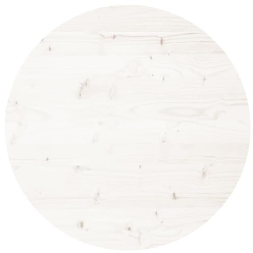 vidaXL Tischplatte, Holzplatte Holztischplatte Rund, Ersatzplatte Platte für Beistelltisch Couchtisch, Massivholztischplatte Esstischplatte, Weiß Ø60x3 cm Massivholz Kiefer