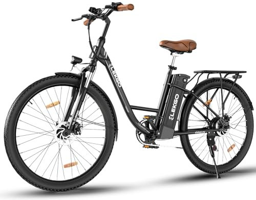 ELEKGO 28 Zoll E-Bike Elektrofahrrad, 7-Gang-Getriebe, 36V Abnehmbarer Akku, City Bike mit Geschwindikeit bis 25km/h,LCD-Display,Ausgestattet mit stoßdämpfenden Gabeln (Black)