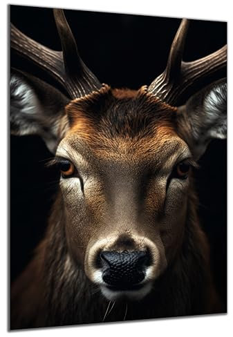 DARO Design - Wand-Bild auf 6mm HDF 50x70 cm Hirsch-Kopf frontal - Wand-Deko Bilder Geschenk