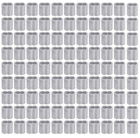 100 manicotti in alluminio per crimpatura, manicotti a ferrule per fune metallica, clip per cavi e manicotti per crimpatura da pesca (3mm/0,12 pollici a forma di 8)